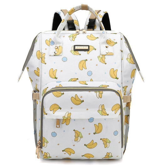 Diaper Bag Backpack, Diaper Bags for Baby Girls Boys, Baby Bags for Moms Dads, Nappy Changing Bag with Insulated Pockets,Multi-functional Waterproof Backpack with Stroller straps -Beige Banana