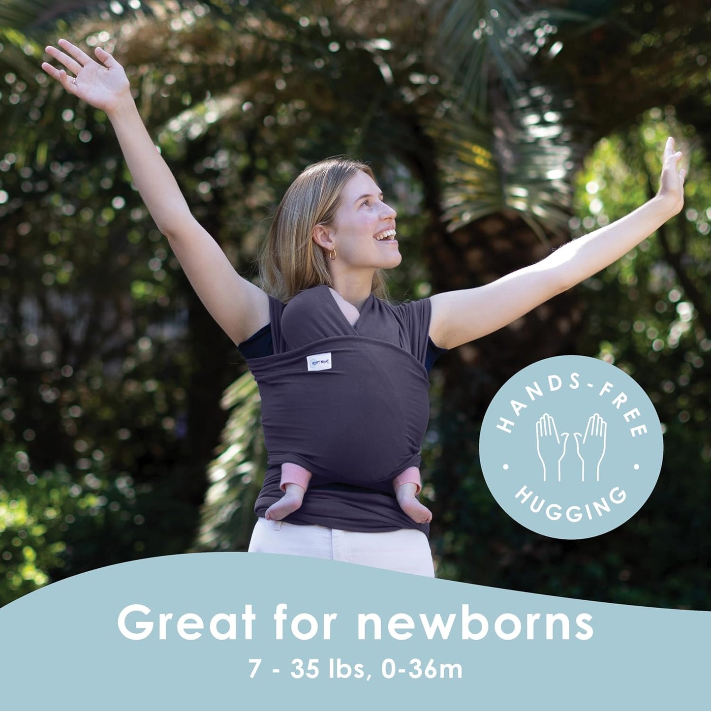 Sleepy Wrap Stretchy Ergonomic Baby Carrier Sling for Newborns to Toddlers - Hands-Free Lightweight Baby Wrap 7-35 lbs (Navy Blue)