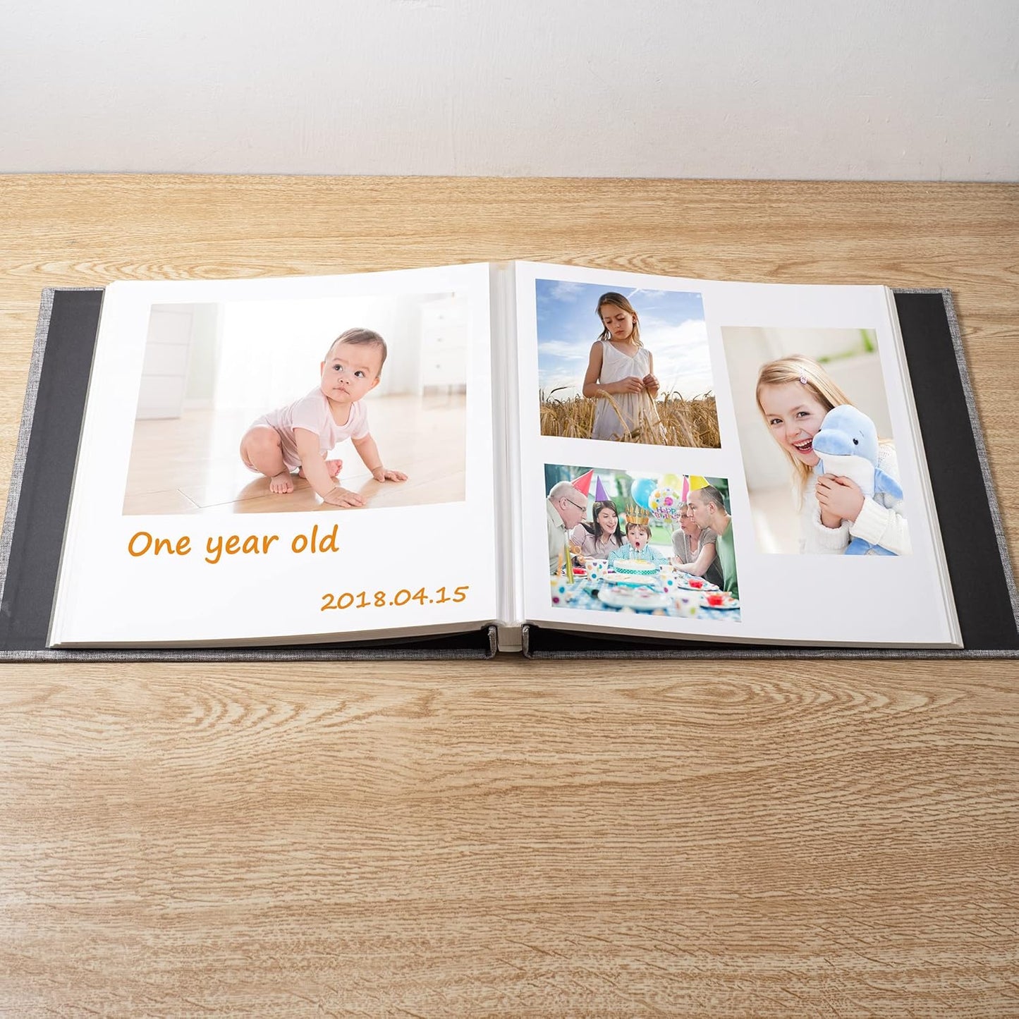 Large Photo Album Self Adhesive Scrapbook Album for 4×6 5×7 8×10 Pictures DIY Magnetic Linen Cover Album 40 Pages for Family Wedding Gifts with Metal Pen and Plastic Board