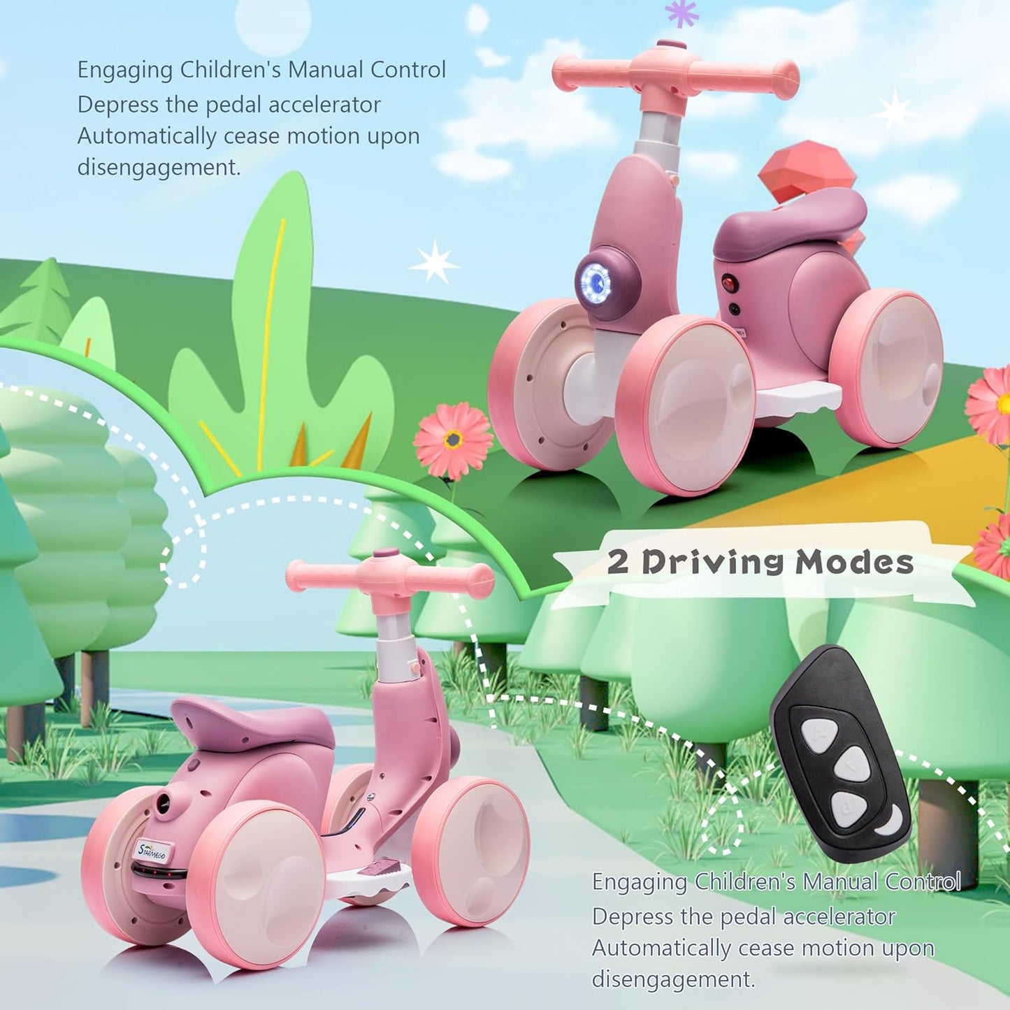 6V Electric Baby Balance Bike with Bubble Machine,4 in 1 Toddler Balance Bike w/Remote for 1 Year Old Boys Girls Kids Bubble Bike Ride on Toys w/Powered Motor,Music,LED Lights (Purple)