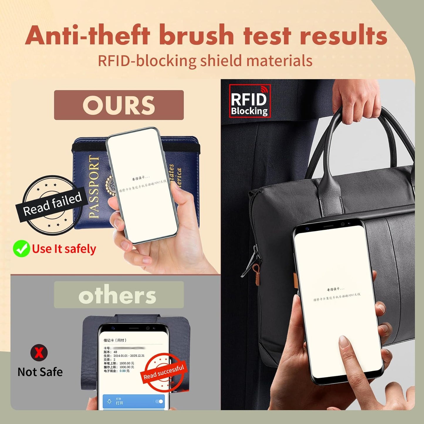 2 pieces Passport Holder and Card Slot Combo RFID Blocking Leather Family Travel Passport Wallet Travel Accessories for Men Women (Blue and black)