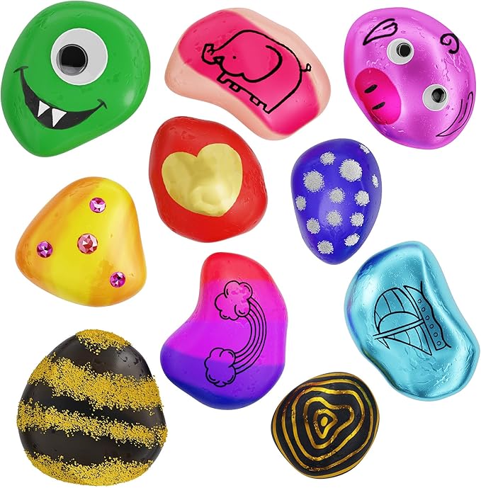 Dan&Darci Rock Painting Kit for Kids - Arts and Crafts for Girls & Boys Ages 6-12 - Craft Kits Art Set - Supplies for Rocks Paint - Best Tween Gift Ideas for Kid Activities Age 6 7 8 9 10 11
