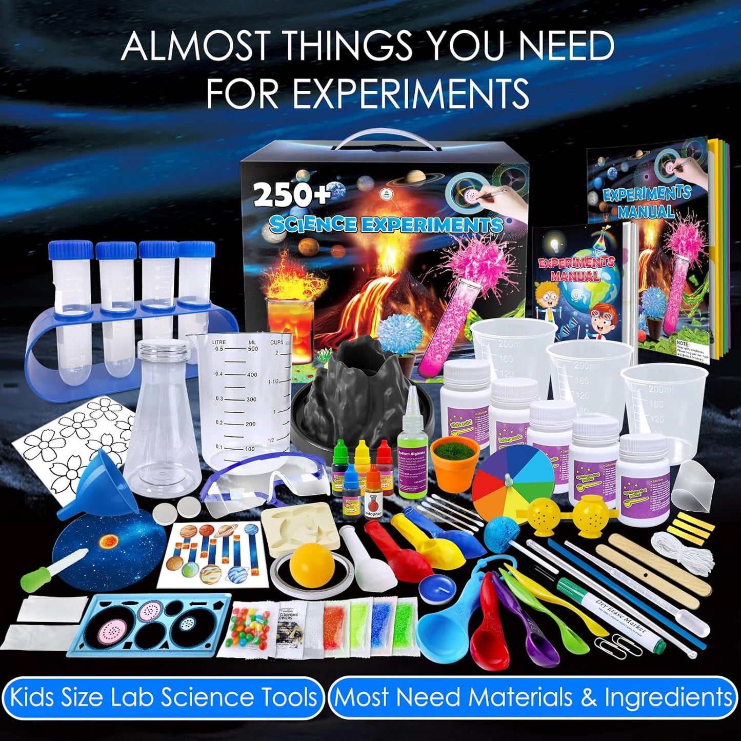 UNGLINGA 250+ Science Experiments Kits for Kids, Boys Girls Toys Birthday Gifts Ideas, Chemistry Set, S.T.E.M Educational Project, Volcano Scientist Kit