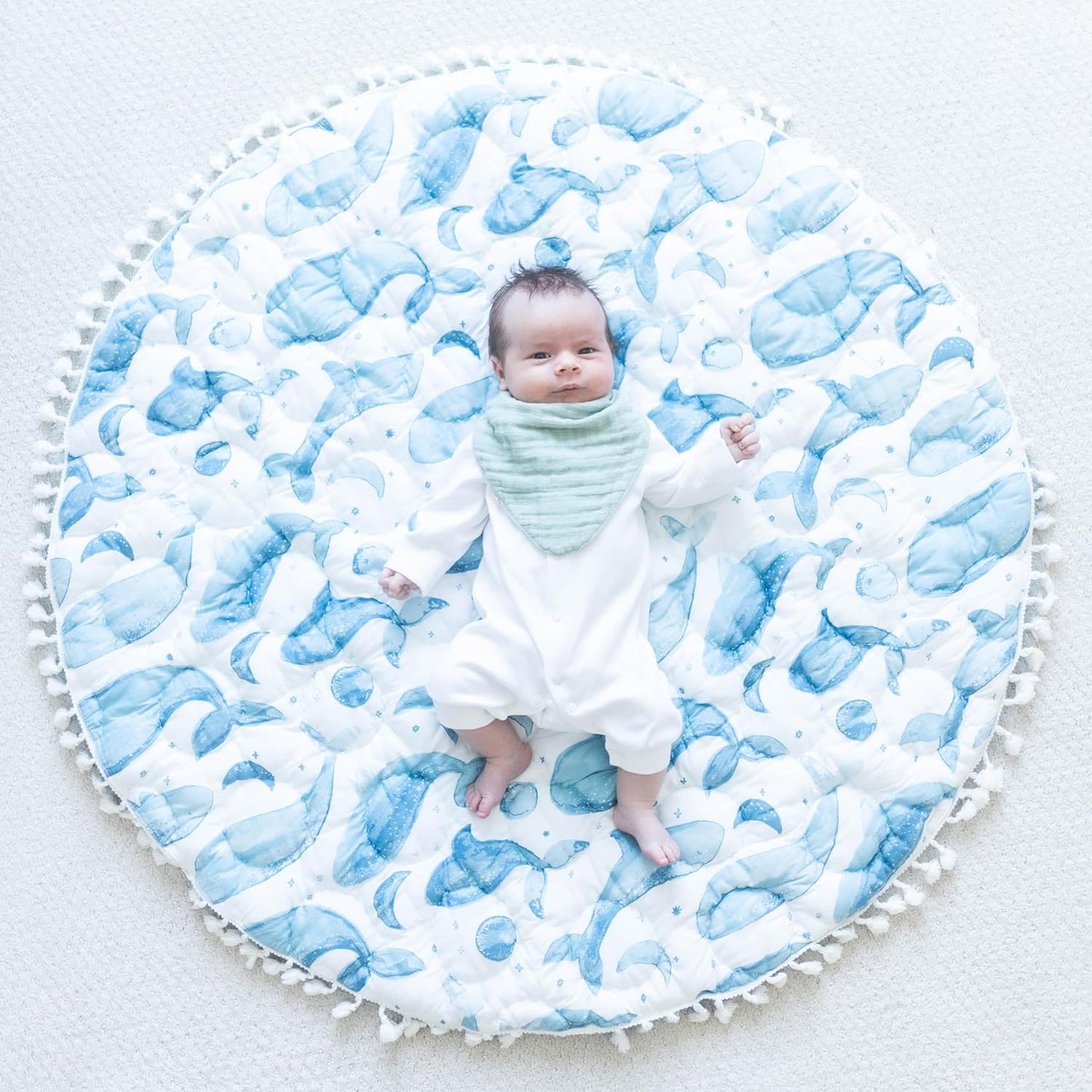 Crane Baby Soft Muslin Baby Bib Set, Adjustable and Absorbent Bandana Style Bibs for Boys and Girls, River, 3 Piece, 18.5” x 9”
