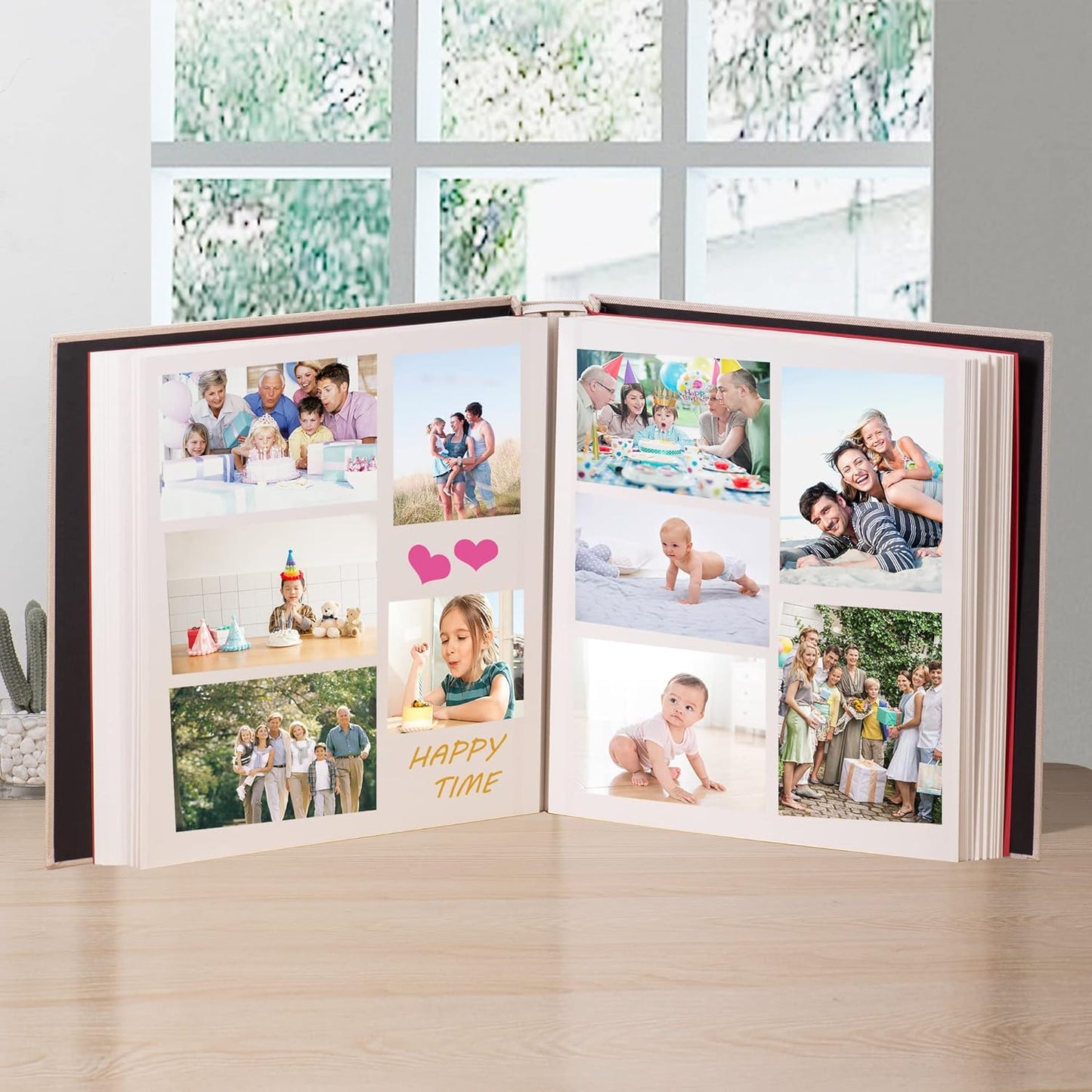 Large Photo Album Self Adhesive 4x6 8x10 10x12 Scrapbook Magnetic Album DIY Scrapbook Length 13 x Width 12.8 (Inches) 120 Sticky Pages Linen Cover DIY Photo Album(Beige)
