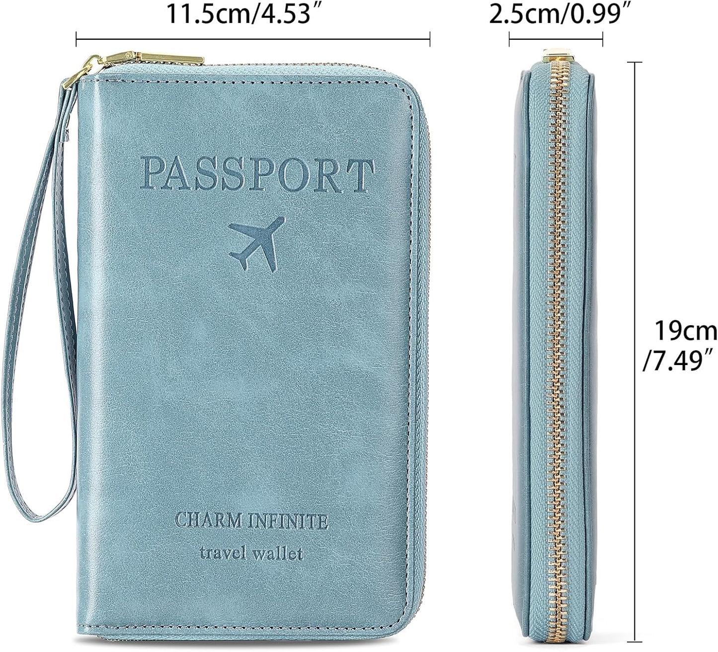 Leather RFID Blocking Passport Holder Travel Wallet, Passport Cover/Travel Wallet for Women/Men with