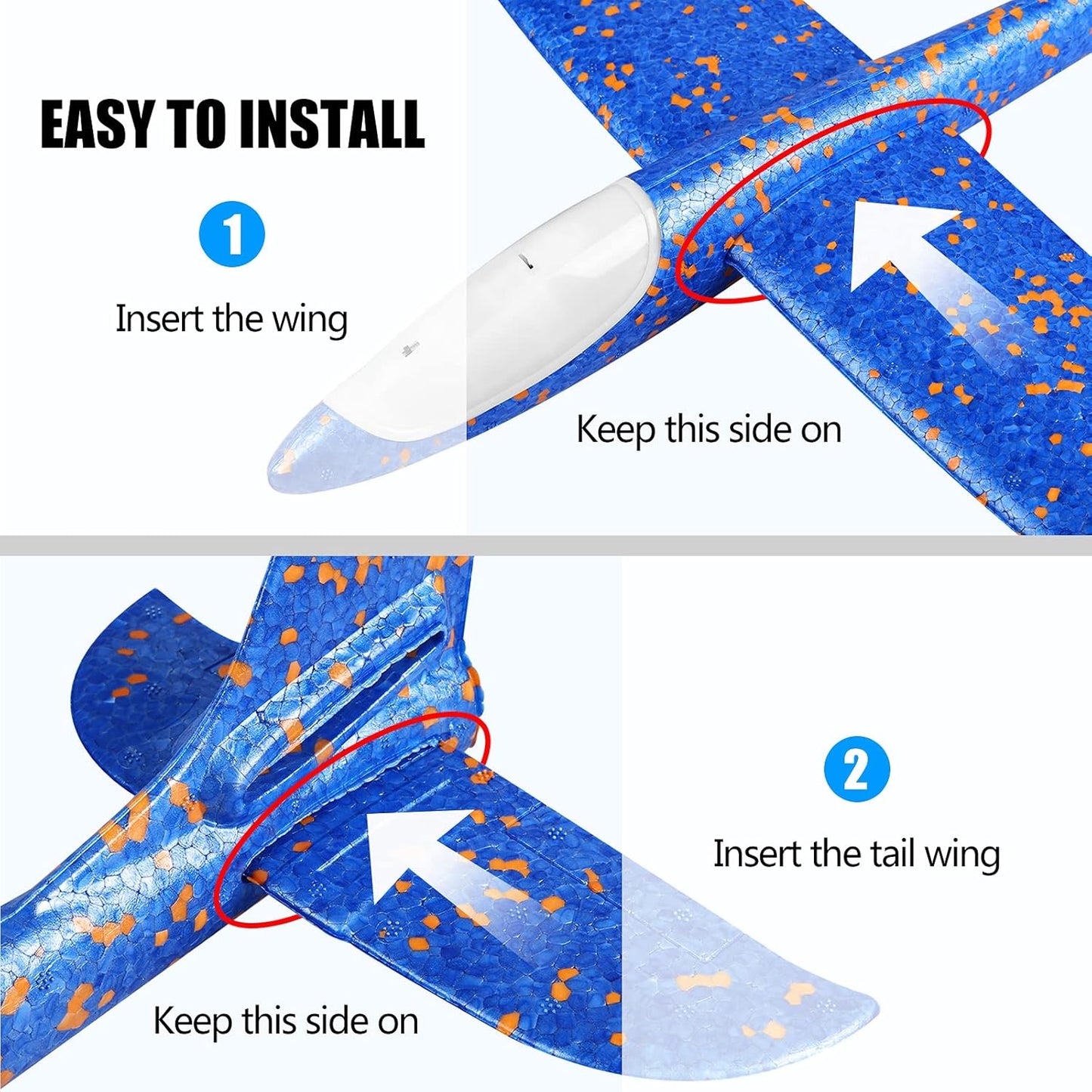 2 Pack LED Light Airplane,17.5" Large Throwing Foam Plane,2 Flight Mode Glider Plane,Flying Toy for Kids,Gifts for 3 4 5 6 7 8 9 Years Old Boy,Outdoor Sport Toys Birthday Party Favors Foam Airplane