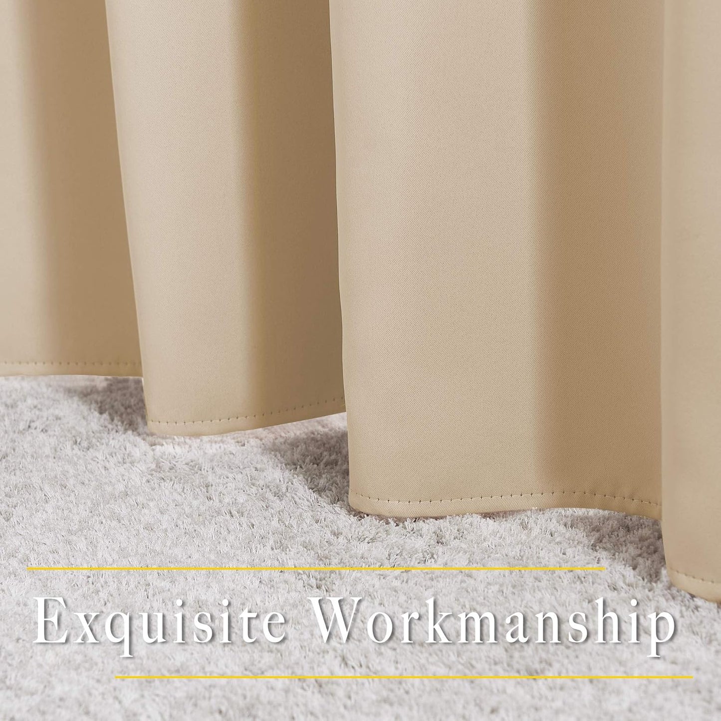 NICETOWN Biscotti Beige Curtains 84 inch Length 2 Panels, Grommet Thermal Insulated Window Treatments Light & Sound Reducing Drapes for Living Room/Bedroom, W46 x L84
