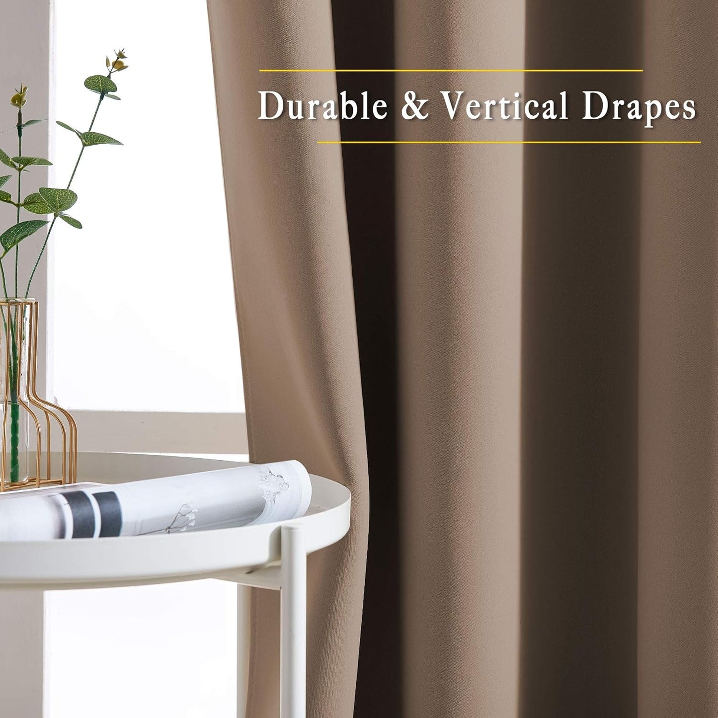 NICETOWN Blackout Kitchen Short Window Curtains 36 inch Length, Thermal Insulated Solid Grommet Window Treatments for Cafe, Cappuccino, 2 Panels, W52 x L36