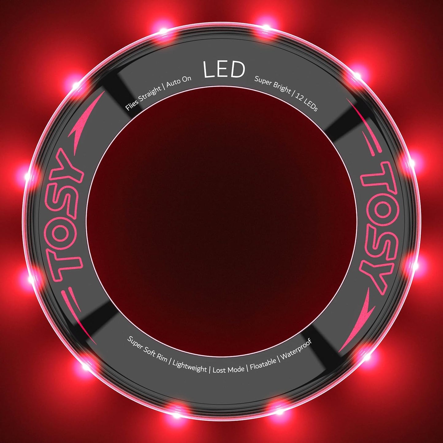 TOSY Flying Ring - 16 Million Color RGB or 12 LEDs, Super Bright, Lost Mode, Auto Light Up, Camping Essentials for Kids/Teens/Boy/Girl, Safe & Soft, Waterproof, Pool/Beach Games, Lightweight Toy