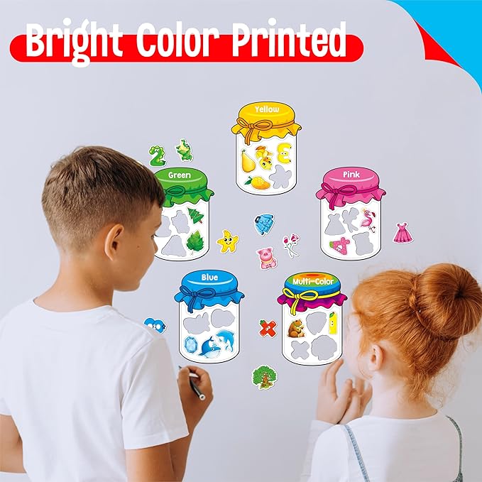 12 Pieces Magnetic Color Sorting Toys, 60 Color, Number & Math Symbol Magnets Early Educational Sorting Set for Refrigerator Whiteboard Baby Toddlers Kids