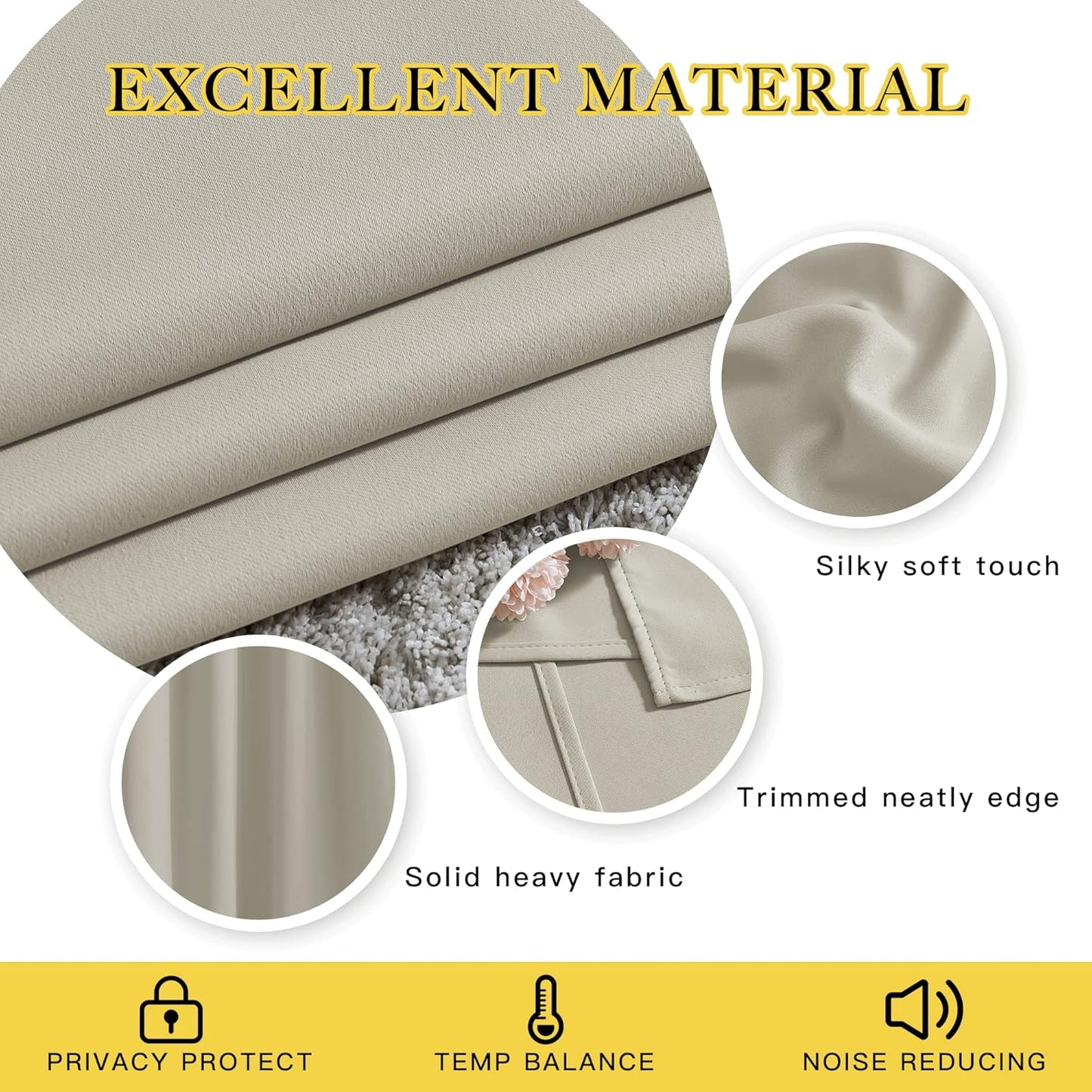 NICETOWN Blackout Sliding Door Curtains for Bedroom 90 inches Long - Window Treatment Thermal Insulated Solid Grommet Room Drapes Sound Reducing for Living Room (Natural, Set of 2, W66 x L90)