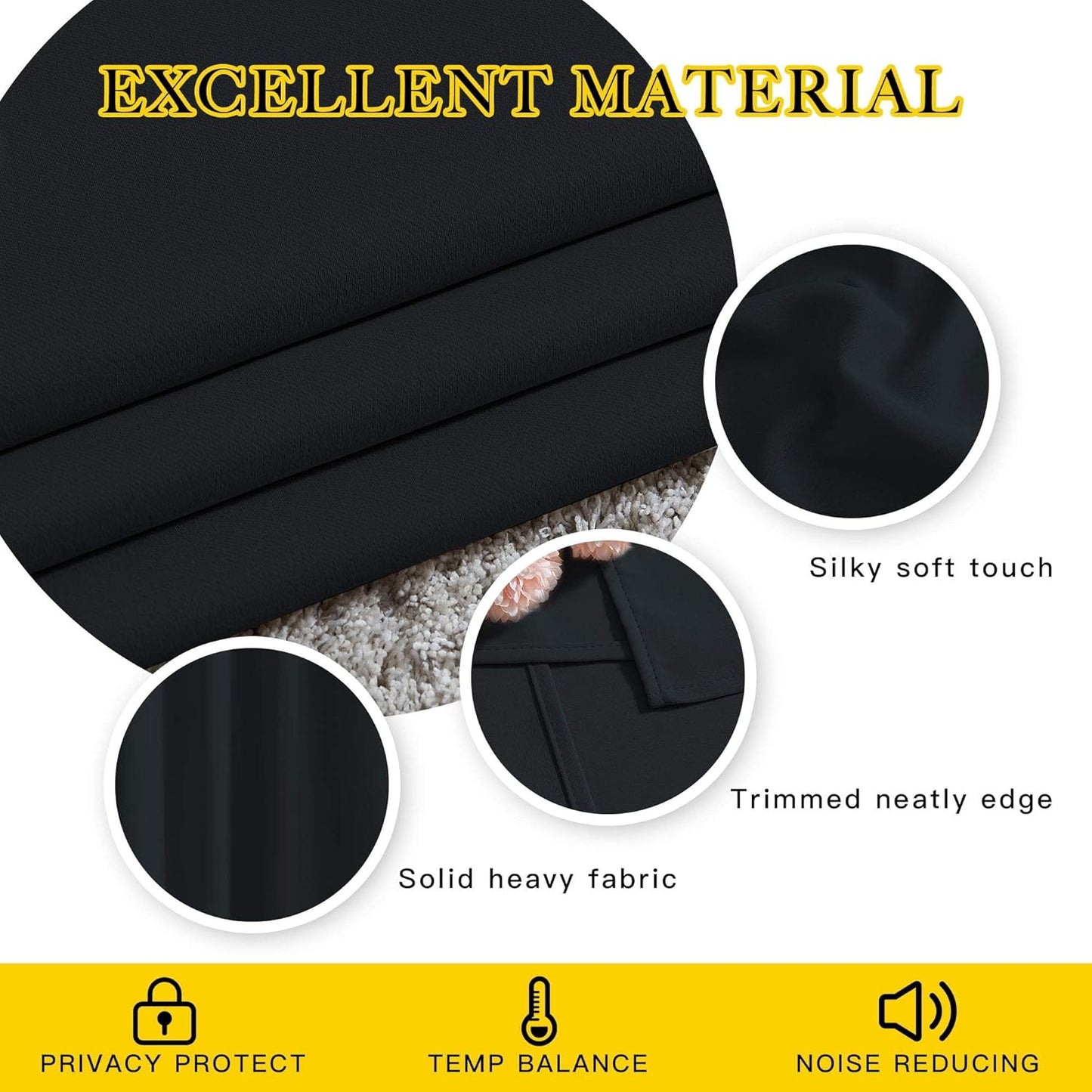 NICETOWN Black Out Curtains for Bedroom 84 inches Long - Light Reducing Thermal Insulated Solid Grommet Curtains/Panels/Drapes for Living Room (Set of 2, W52 x L84)