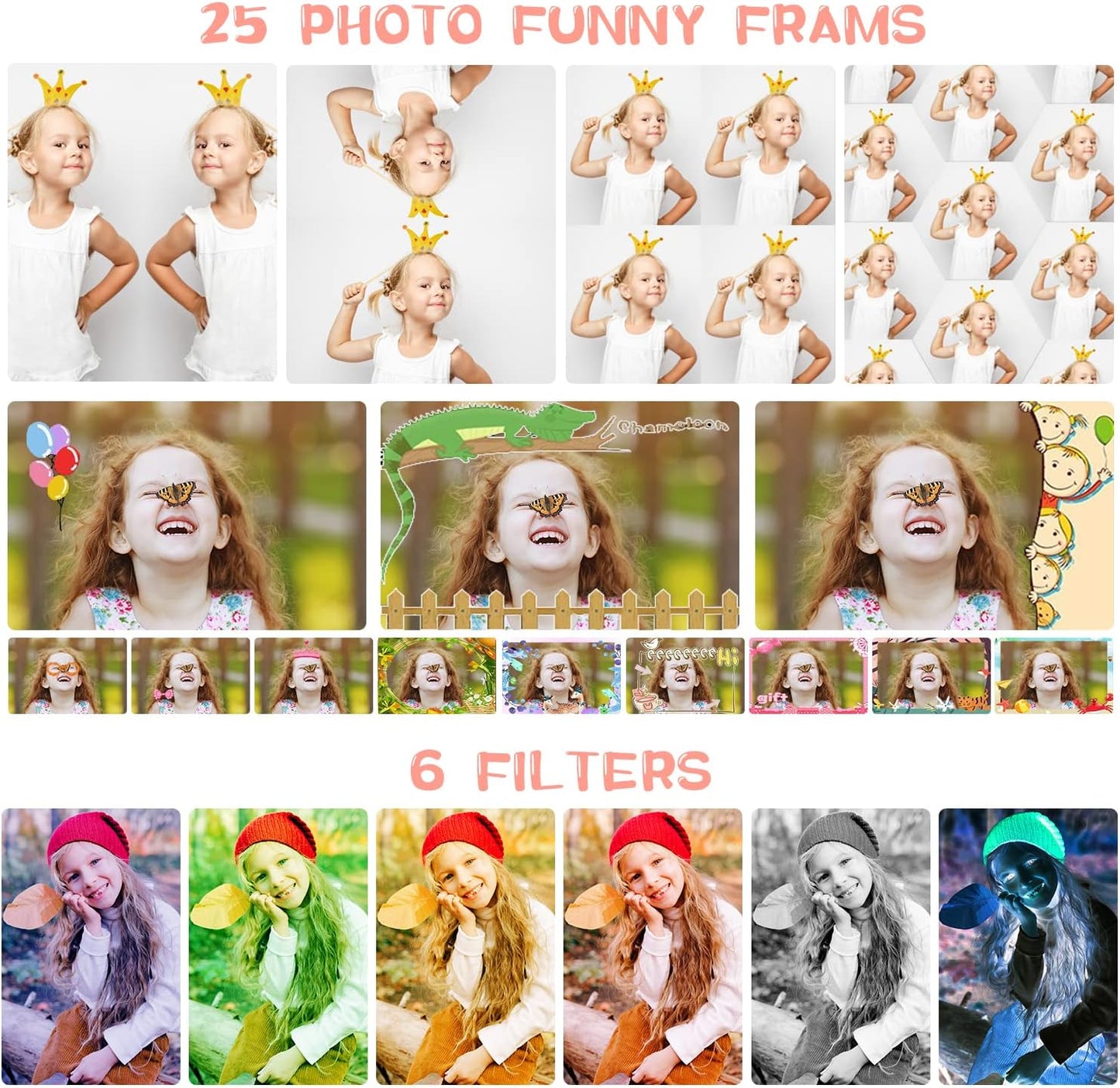 Kids Camera, Toddler Kid Digital Camera with 180°Flip Lens & 2.4in IPS Screen, Birthday Festival Gifts Present Toy for 4 5 6 7 8 9 10 11 Year Old Girls/Boys, 32 GB Card Included, X101