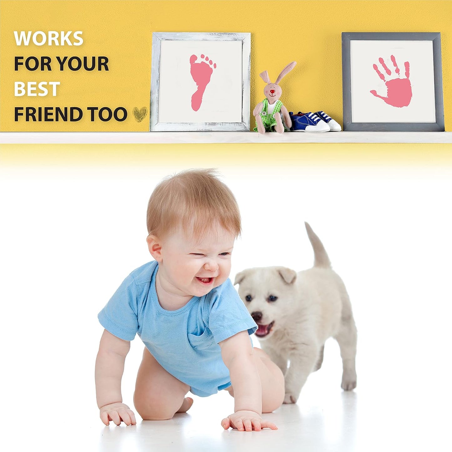 Large Clean Touch Ink Pad for Baby Handprints and Footprints – Inkless Infant Hand & Foot Stamp – Safe for Babies, Doesn’t Touch Skin – Perfect Family Memory or Gift, Pink Print Kit by Tiny Gifts