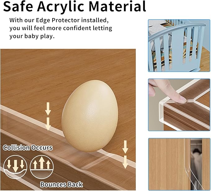 1.57 in x 13.12 FT,Edge Corner Protector Baby Proofing,Soft Clear Furniture Table Corner Guard & Edge Safety Cabinet Door Bumper,Crib Bumpers,Wall Protector