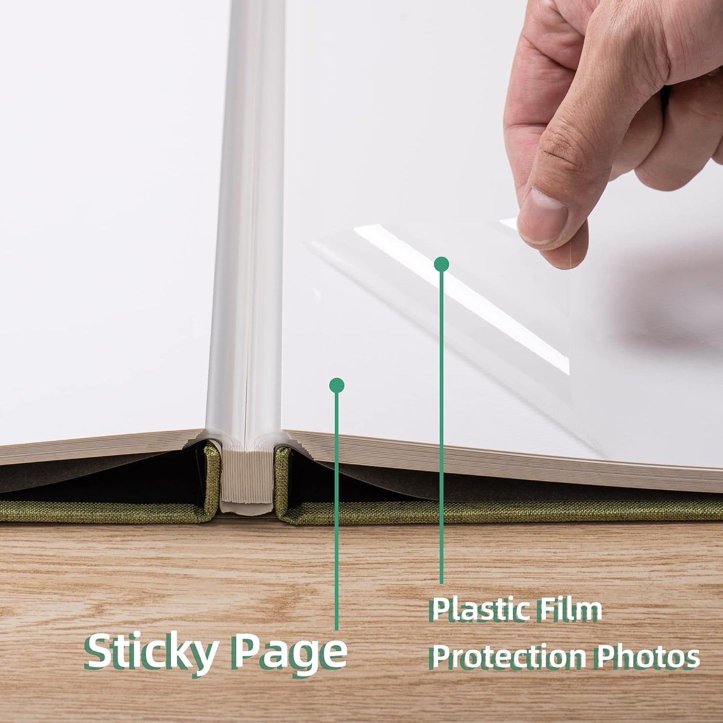 Large Photo Album Self Adhesive Scrapbook Album for 4×6 8×10 Pictures DIY Magnetic Linen Cover Album 60 Pages for Family Wedding Gifts with Metal Pen and Plastic Board