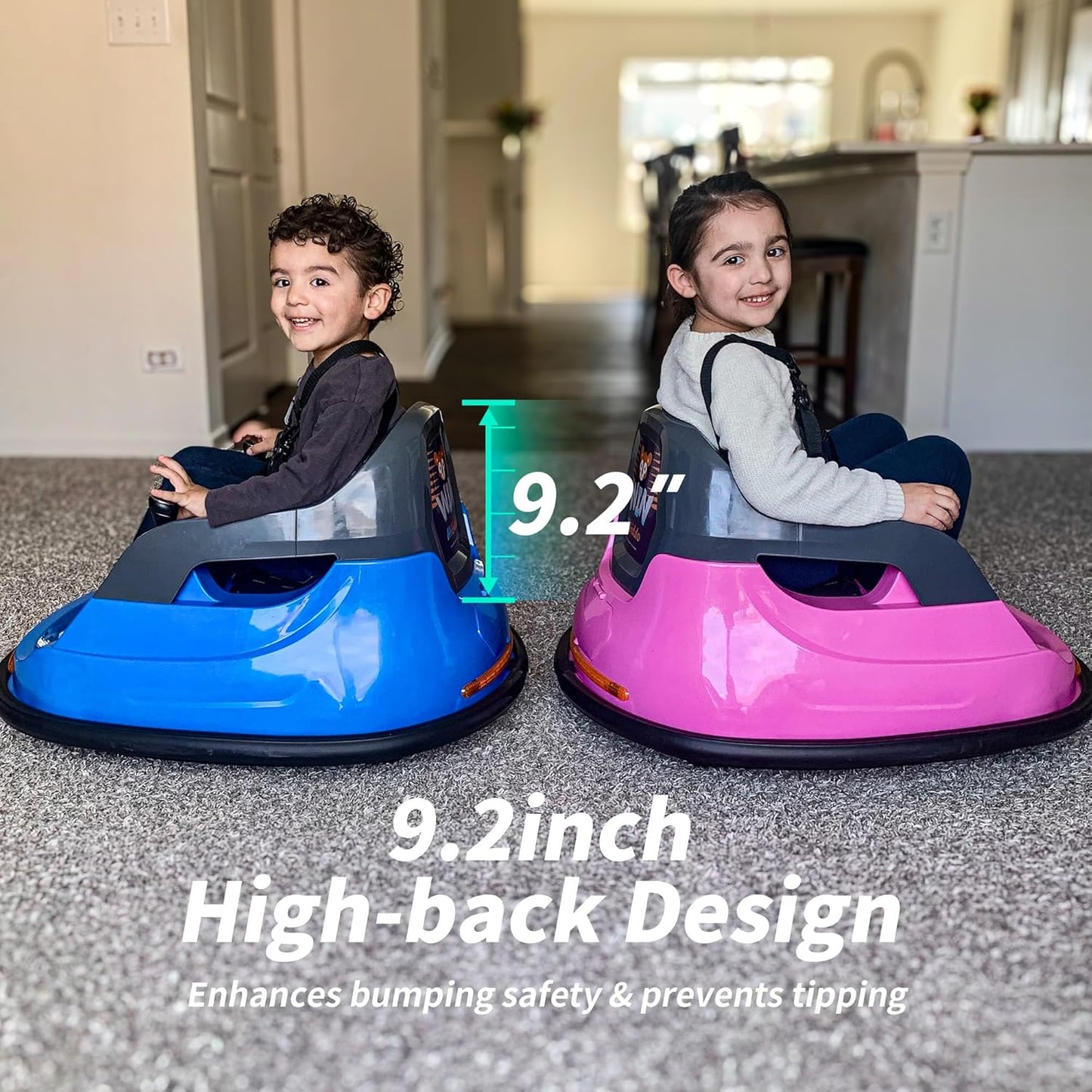 Baby Bumper Car, 6V Electric Kids Bumper Car for Toddlers with Remote Control, Bluetooth - Navy Blue