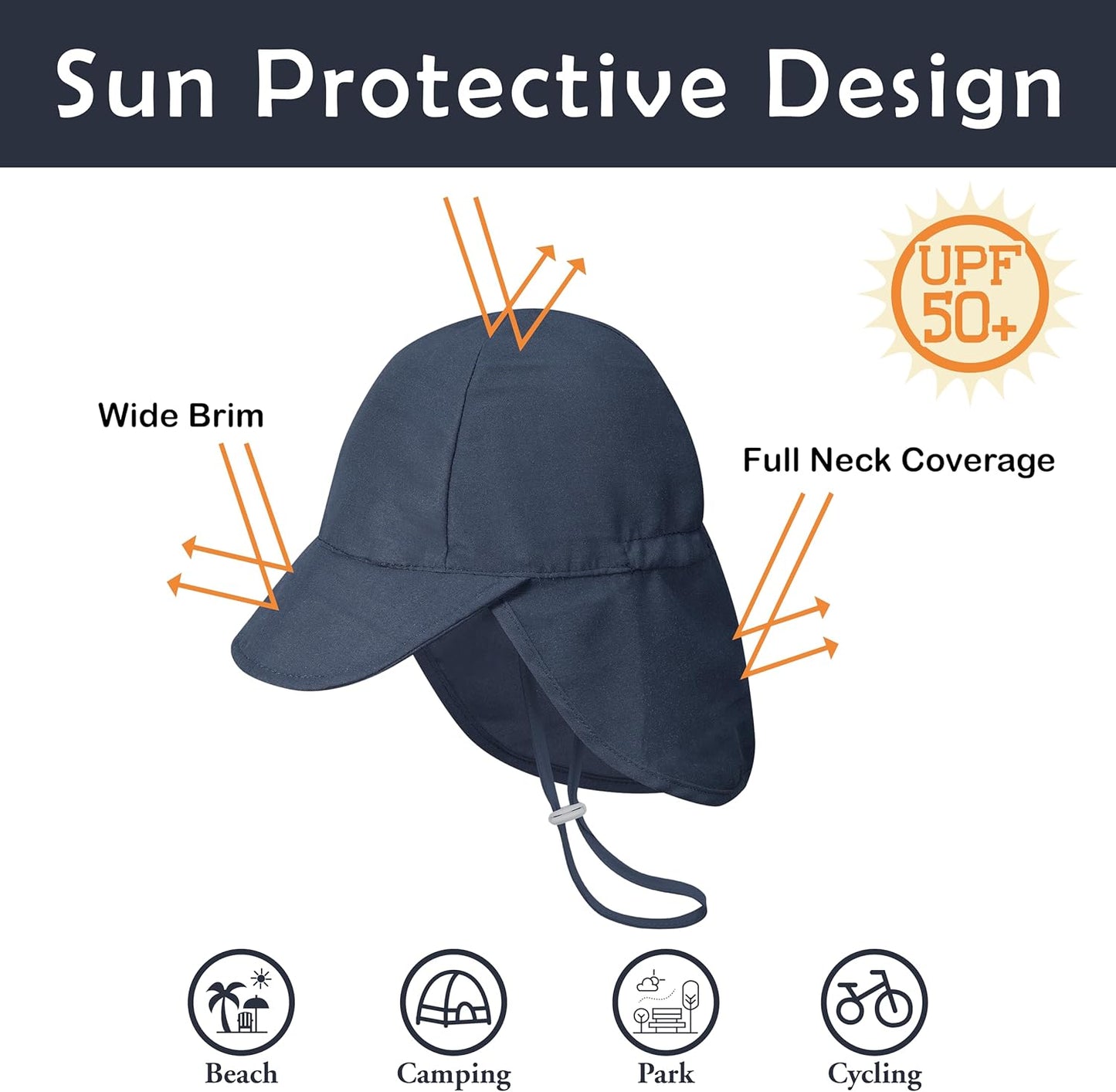 2 Pack Baby Sun Hats UPF 50+ Toddler Beach Hat for Girls Boys 0-4 Years