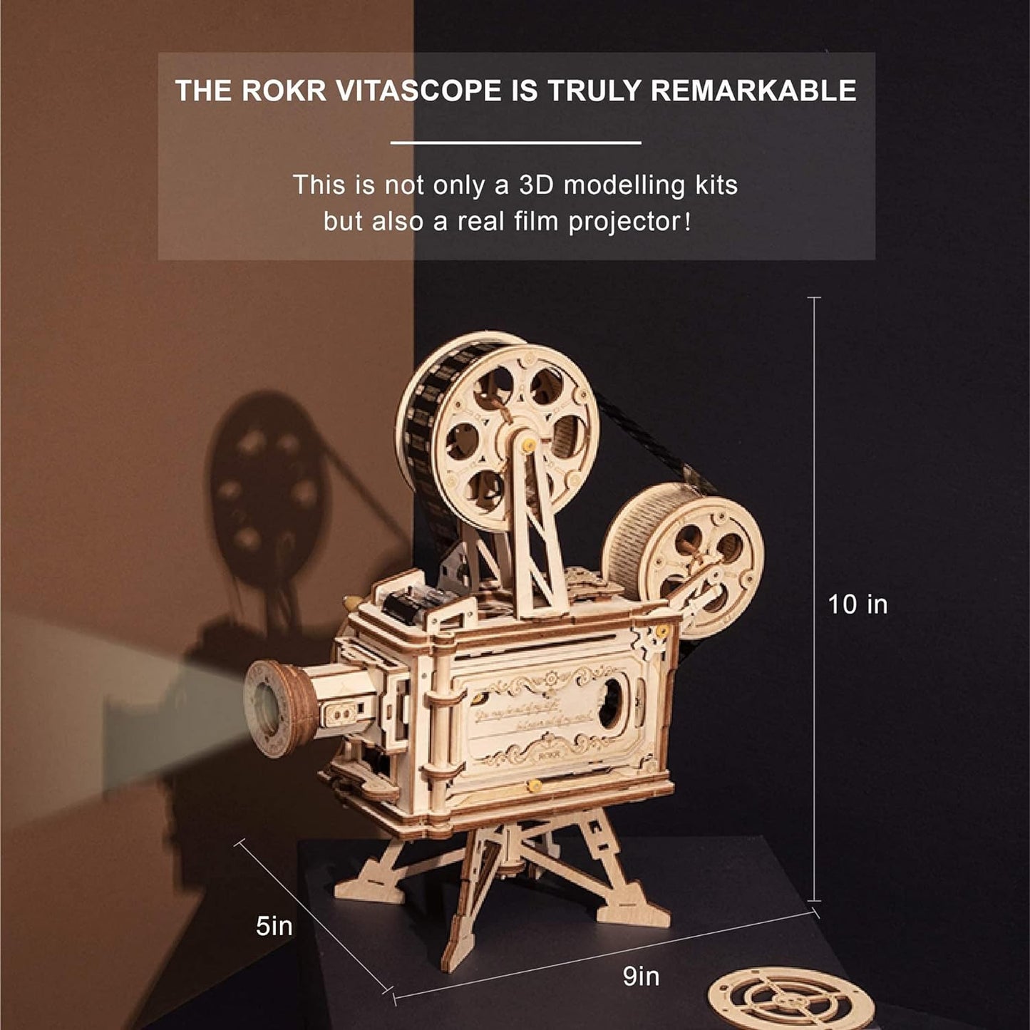 ROKR 3D Wooden Puzzles Vitascope for Adults - Model Building Kits Mechanical Construction for Adults to Build, Educational Brain Teaser DIY Crafts Kits, Halloween Collection Gifts for Men (Vitascope)