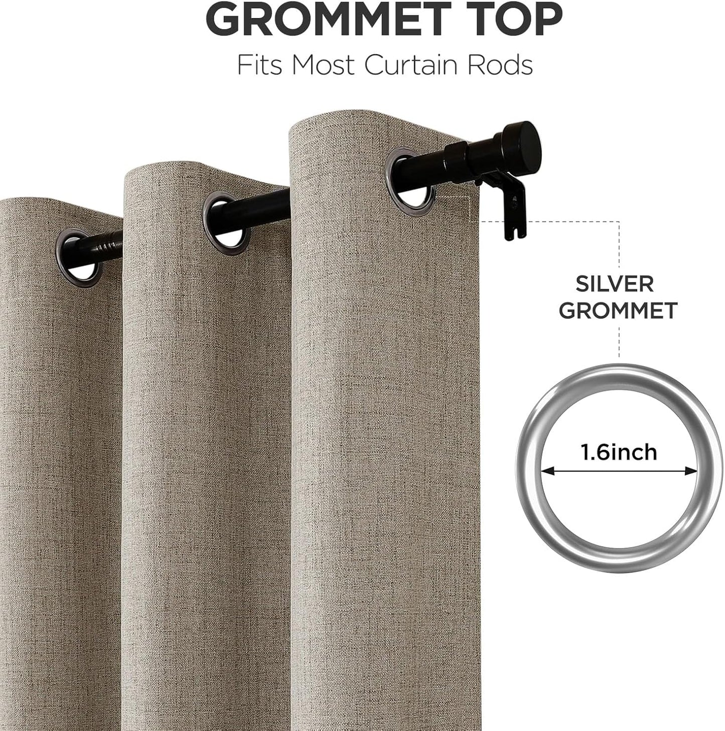 Joydeco Blackout Curtains 95 Inches Long 2 Panels Burg, Room Darkening Curtains for Bedroom, 100% Black Out Textured Thermal Drapes Privacy Protection 2 Panels Set(W52 x L95 Inch, Linen)