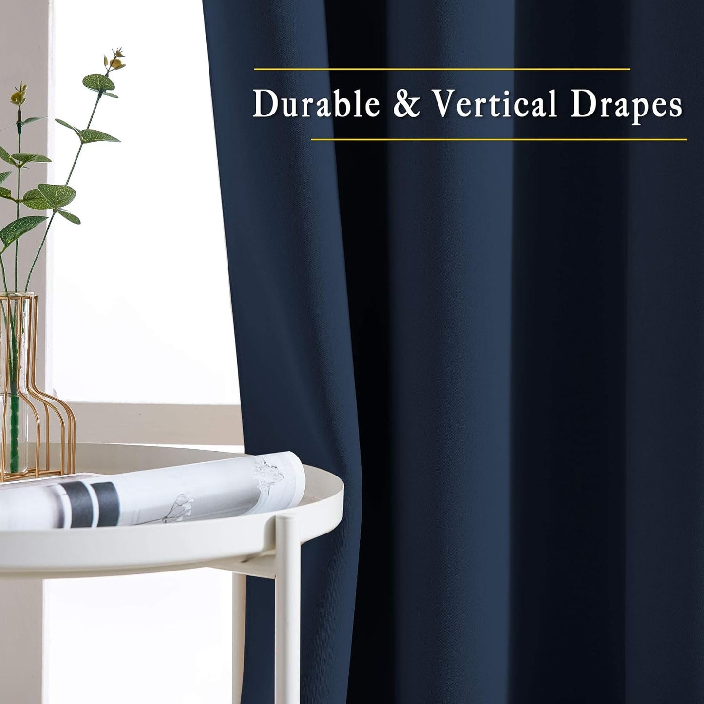 NICETOWN Blackout Room Divider Curtains 118 inches Long, Grommet Thermal Window Treatments Sound Reducing Drapes for Sliding Glass Door, Navy Blue, W66 x L118, 2 Pieces