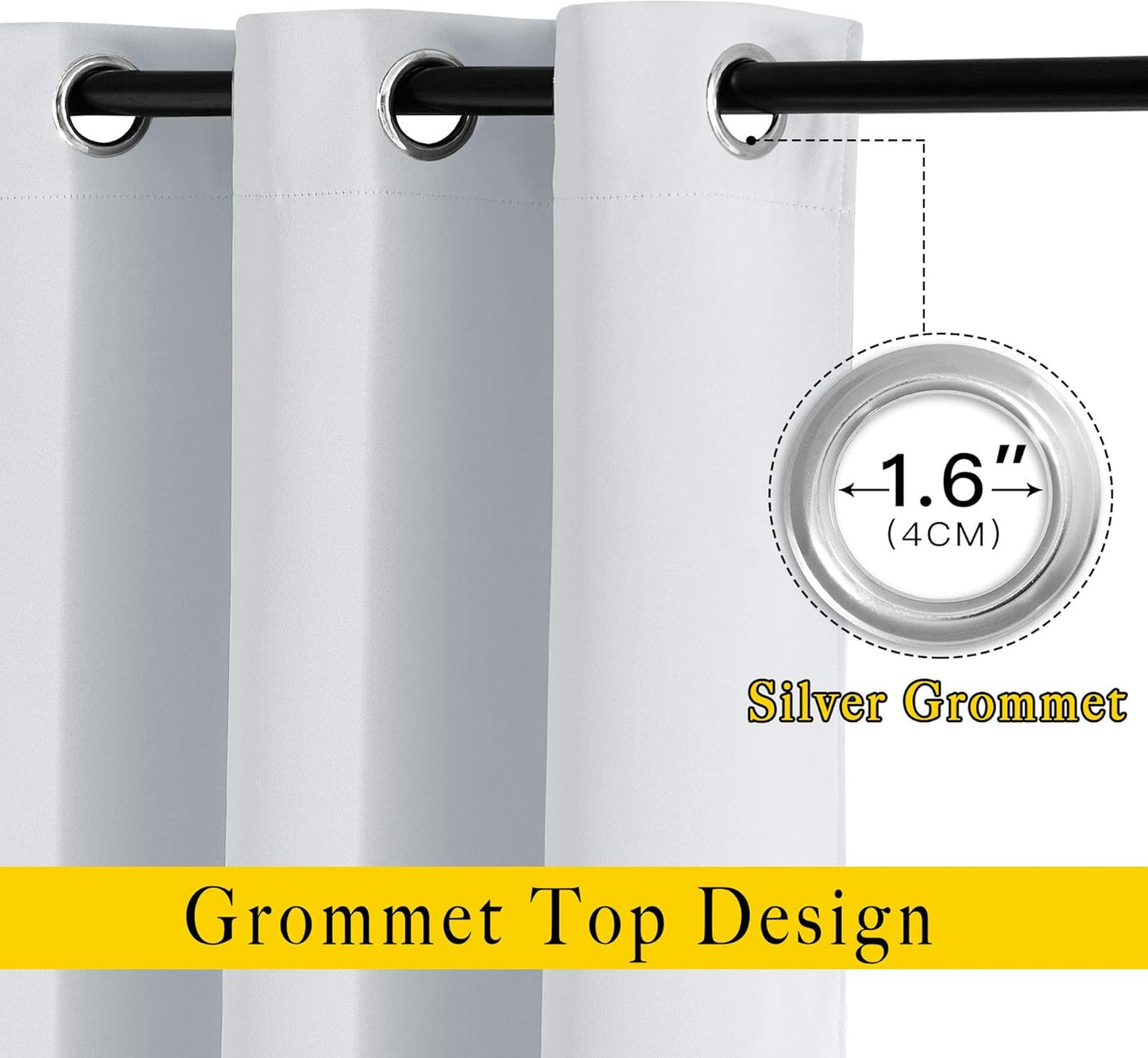 NICETOWN Room Darkening Greyish White Curtains for Bedroom - Grommet Privacy Light & Sound Reducing Window Treatments Doorway Curtains & Drapes for Living Room (2 Panels, W52 x L78)