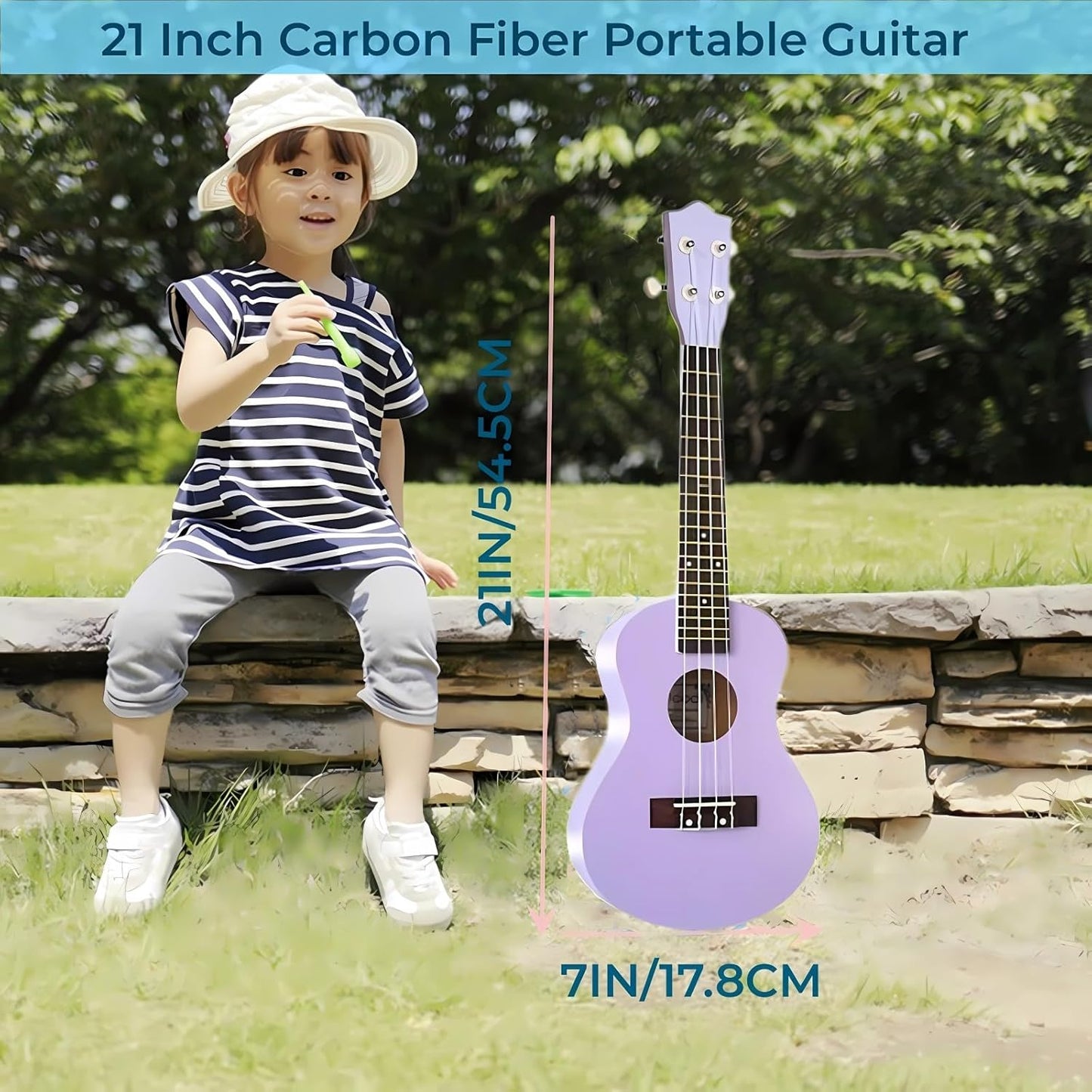 21 Inch Carbon Fibre Kids Toddler Child Children Acoustic Guitar Ukulele Musical Instruments Ideal for 3-9 Year Old Boys Girls Gifts (Purple)
