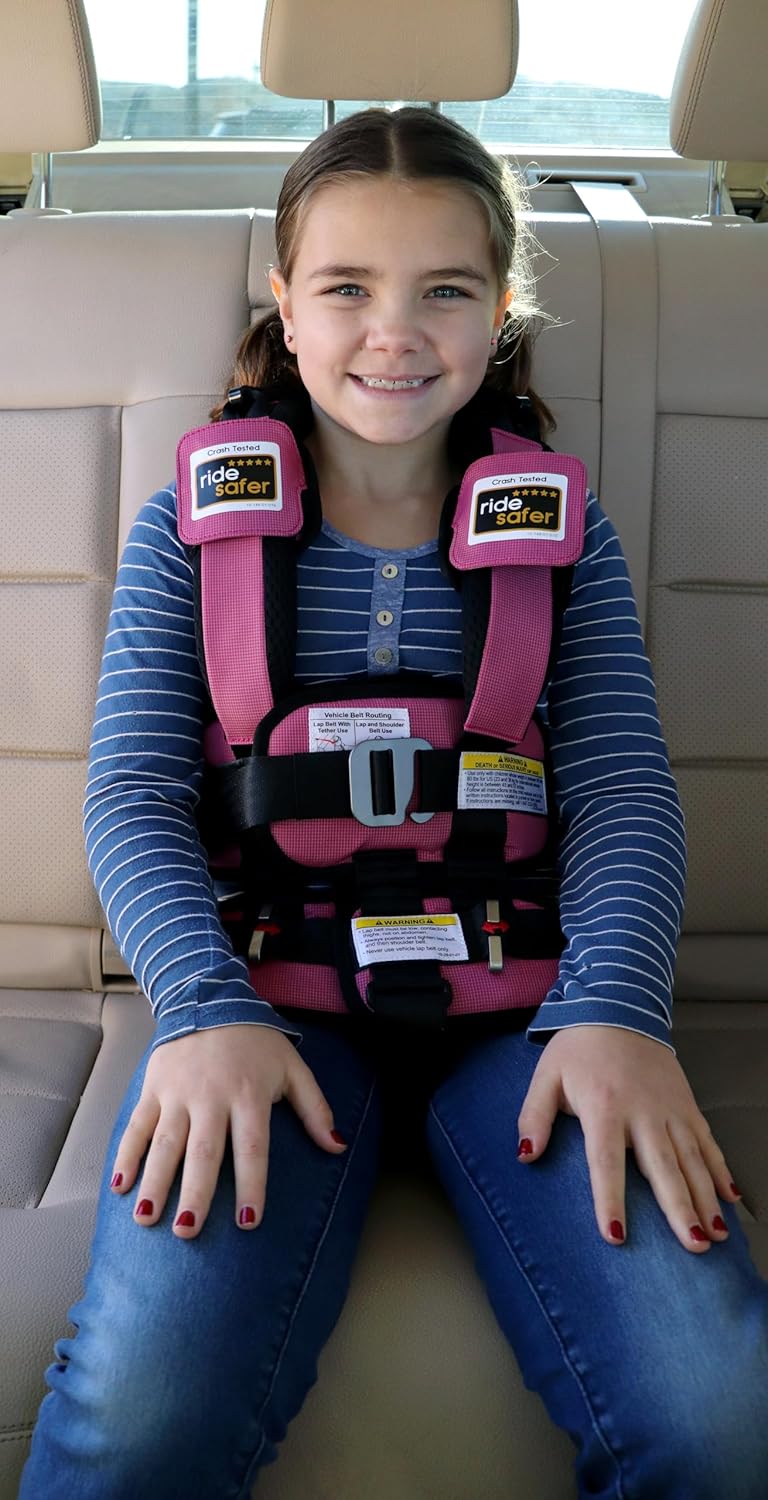 Large Pink, Lightweight, Compact, Portable Car Seat - Perfect for Travel and Everyday Child Safety