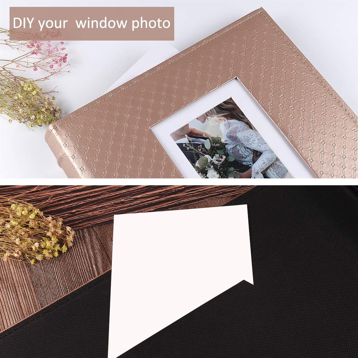 RECUTMS Photo Album 4x6 Holds 500 Photos Black Inner Page Button Grain Leather Larger Capacity Horizontal and Vertical Photos Wedding Pictures Album Birthday Christmas Baby Family Photo Book(Brown)
