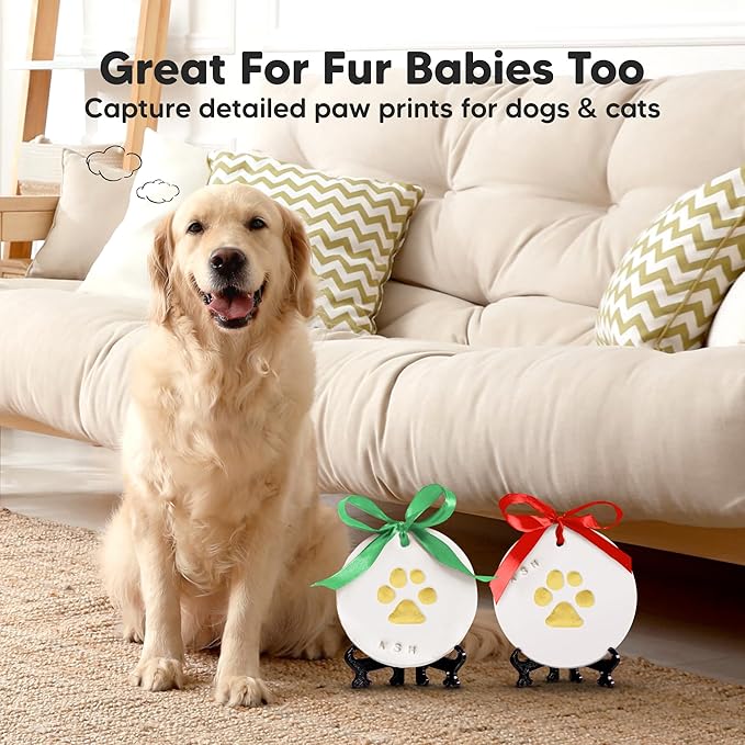 Baby Hand and Footprint Kit Girls, Boys - Personalized Baby Footprint Ornament Kit, Newborn Keepsake Gifts for New Mom, Easy to Use Handprint Makers,Cute Shower Gifts(Multi-Colored Paint)