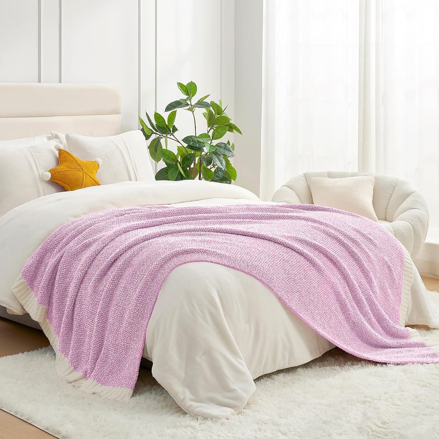 Snuggle Sac Bedding Blanket Light Purple Twin Size, Super Soft Warm Cozy Blankets for Bed, Living Room, Luxurious Microfiber Blanket Dupes, Heather Lilac, 60x80 inches