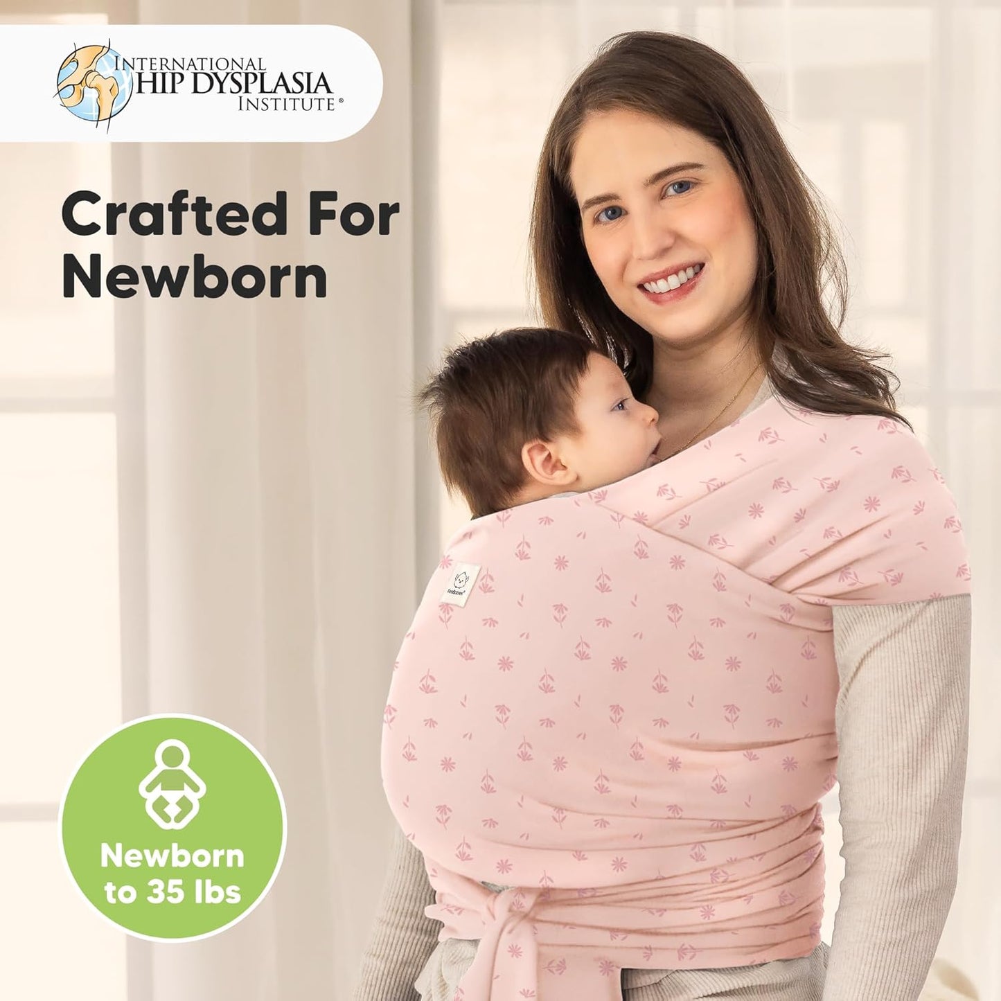 KeaBabies Baby Wrap Carrier - All in 1 Original Baby Carrier Newborn to Toddler Sling, Easy to Wear, Hands Free Bonding, Lightweight, Breathable Infant Wraps (Pink Daisies)