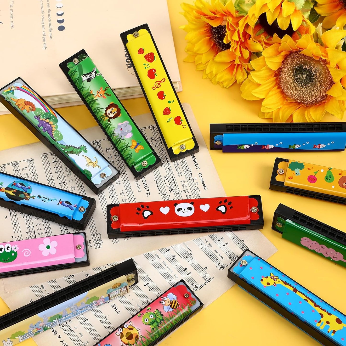 UPINS Harmonica,16 Holes Cartoon Musical Instrument,Beginners Harmonica for Musical Party for Music Class(12 Styles)