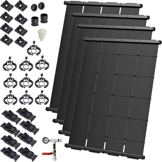 Industrial Grade Solar Pool Heater DIY Kit - Superior High-Wind Strapless Mounting System & Maximum Freeze Resistance (4-4'x7.5' / 120 Square Feet)