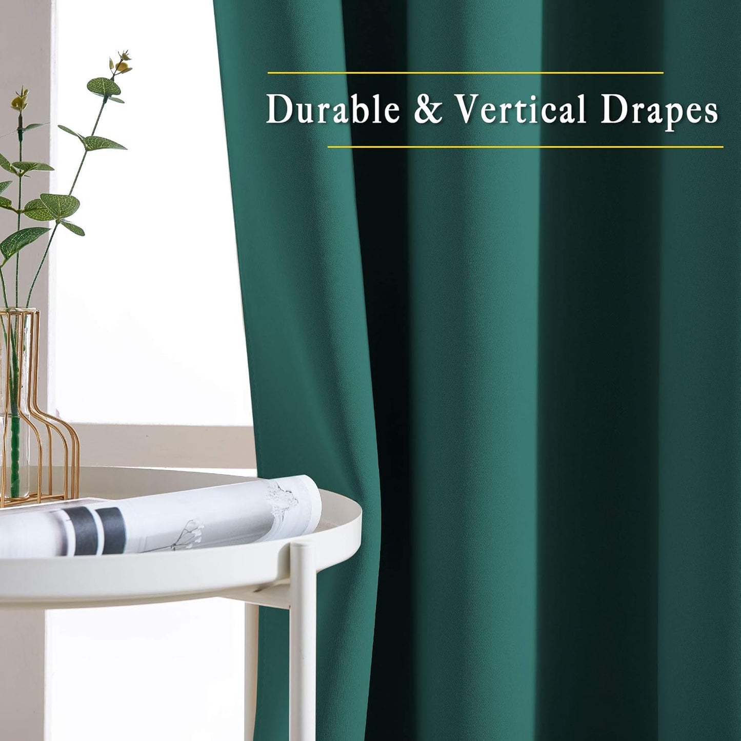 NICETOWN Hunter Green Blackout Bedroom Curtains 96 inches Long, Grommet Thermal Insulated Room Darkening Window Treatments Sound Reducing for Living Room, W46 x L96, 2 Panels