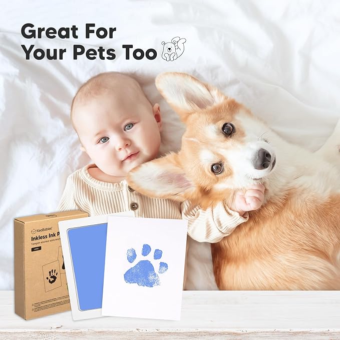 4-Pack Inkless Baby Hand and Footprint Kit - Mess Free Ink Pad for Newborn Keepsake, Dog Nose & Paw Print Kit, Clean Touch Ink Pad for Baby Hand & Footprints, Ideal New Mom Gifts (Candy, L)