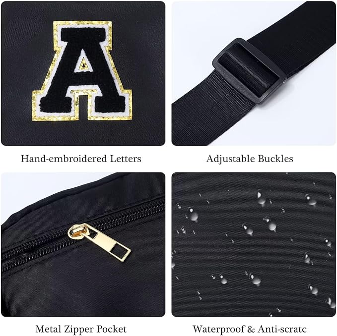 YOOLIFE Gifts for Men Birthday Gifts - Personalized Gifts for Men, Gifts for Son Boyfriend Him Husband Dad, Black Initial Crossbody Bag Belt Bag A
