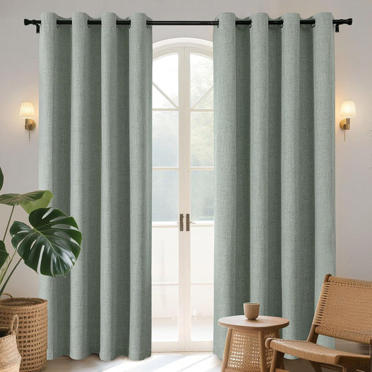 Joydeco Blackout Curtains 63 Inches Long 2 Panels Burg, Room Darkening Curtains for Bedroom, 100% Black Out Textured Thermal Drapes Privacy Protection 2 Panels Set(W52 x L63 Inch, Sage Green)