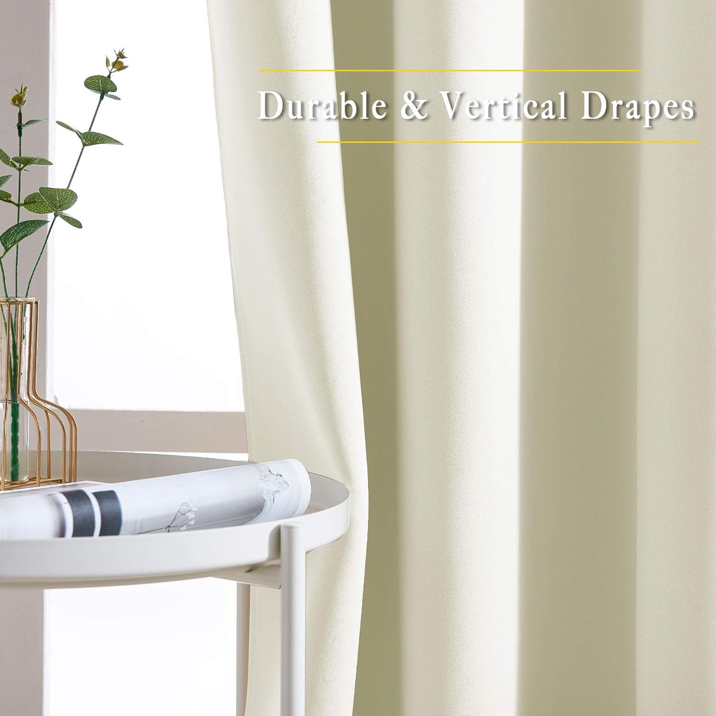 NICETOWN Room Darkening Beige Curtains 102 inches Long 2 Panels, Grommet Thermal Curtains Light & Sound Reducing Window Treatments for Living Room/Bedroom, W66 x L102