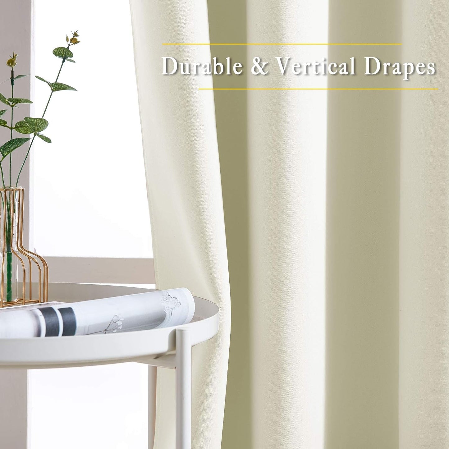 NICETOWN Beige Room Darkening Bedroom Curtains 96 inches Long, Grommet Thermal Insulated Room Darkening Window Treatments Sound Reducing for Living Room, W46 x L96, 2 Panels