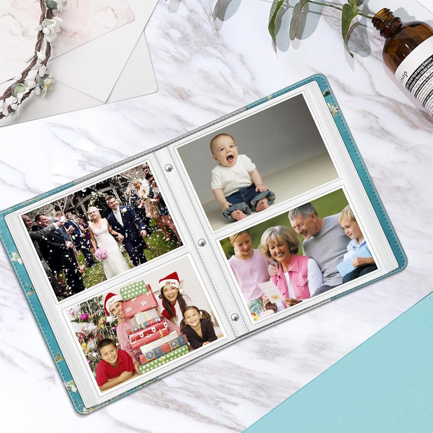 Fintie Photo Album for 4x6 Photos - 112 Pockets Vegan Leather Cover Memory Albums Book for Birthday Family Anniversary Vacation Pictures, Blossom