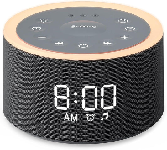Dreamegg D1+ Sound Machine & Alarm Clock - Sound Machine for Sleep, White Noise Machine with 29 Soothing Sounds, Night Light, 0-100% Dimmable, White Noise Alarm Clock for Bedrooms Adults Baby, Black