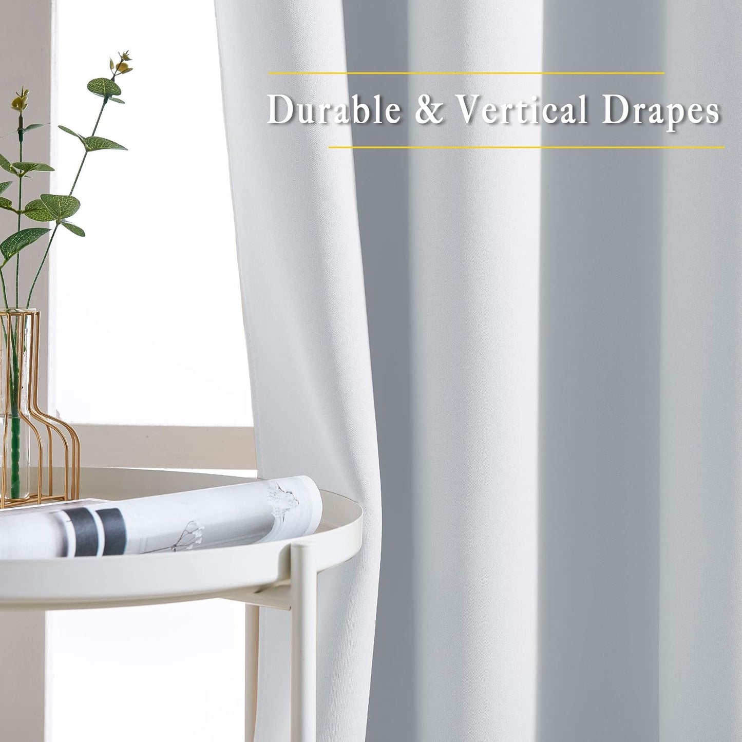 NICETOWN Greyish White Room Darkening Curtains Blackout 36 inch Curtains for Kitchen, Grommet Solid Window Treatments Sound Reducing for Bedroom, 2 Panels, W37 x L36, 2 Panels