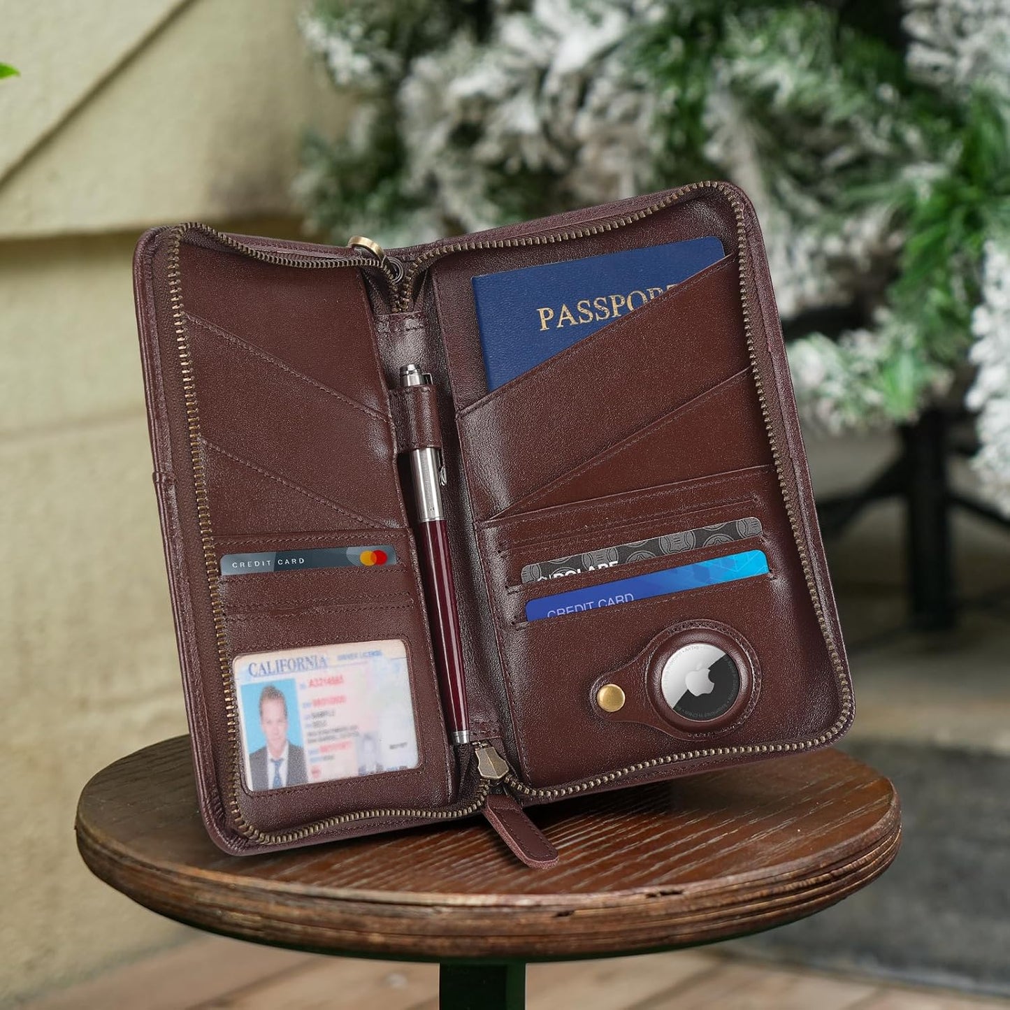 Polare Full Grain Leather Passport Holder Cover Case for Men and Women RFID Blocking Family Travel Wallet Holds 6 Passports