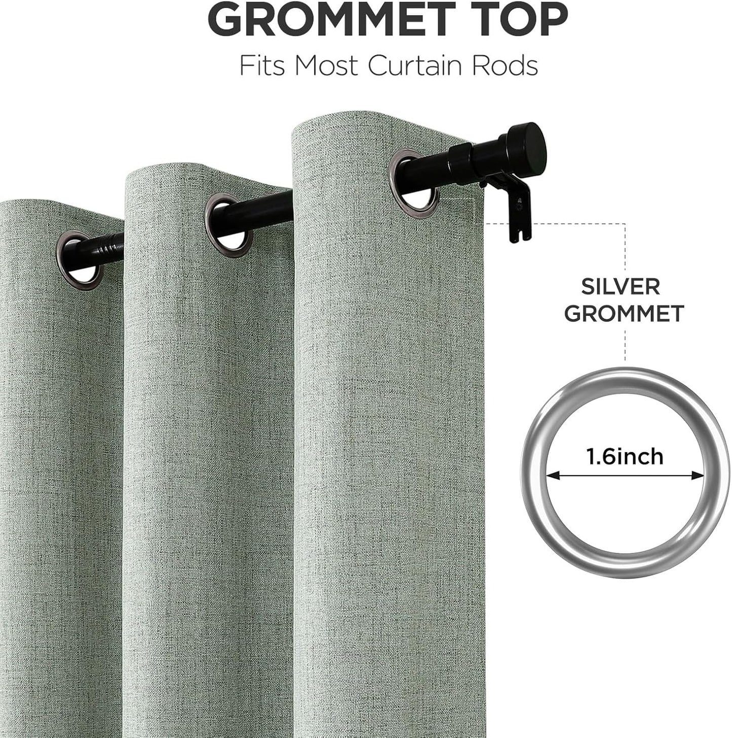Joydeco Blackout Curtains 84 Inches Long 2 Panels Burg, Room Darkening Curtains for Bedroom, 100% Black Out Textured Thermal Drapes Privacy Protection 2 Panels Set(W52 x L84 Inch, Sage Green)
