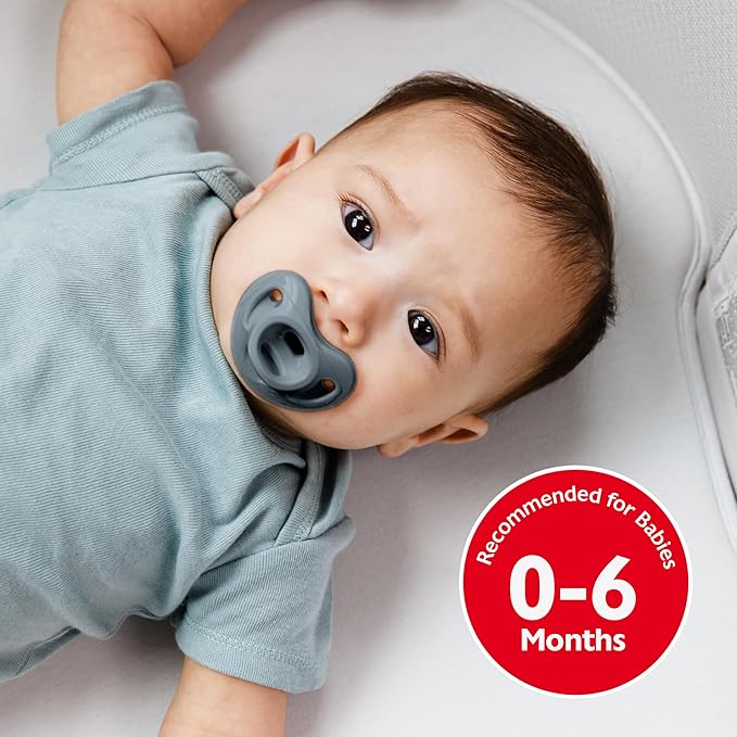 NUK 100% Silicone Comfy Orthodontic Pacifiers, 0-6 Months, Blue Fashion, Timeless Collection, 5 Count