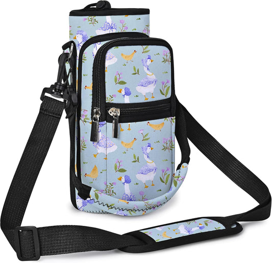 AUPET Water Bottle Sling Bag Sleeve Holder Carrier 25/32/40/64 oz,Insulated Crossbody Water Bottle Case Cover with Strap and Pockets for Men/Women Walking Hiking