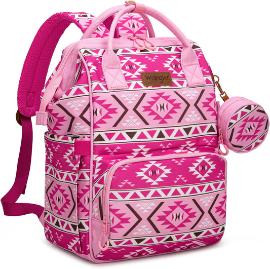 Wrangler Aztec Backpack Multifunction Baby Travel Bag with Changing Pad, Stroller Straps and Pacifier Case WG2204-91103PK