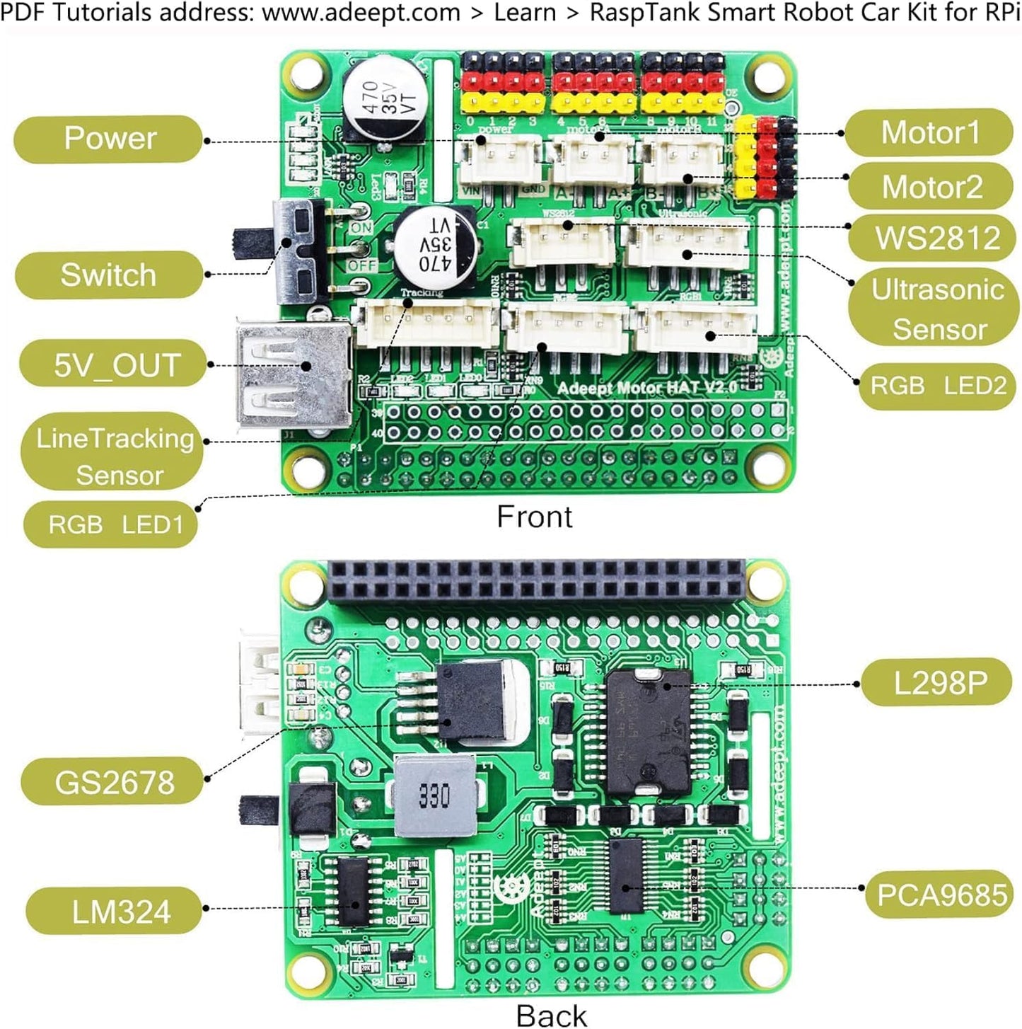 Adeept RaspTank Smart Robot Kit Compatible with Raspberry Pi 4 3 Model B+ B OpenCV Tank 4-DOF Robotics DIY Coding Building Projects Robots for Adults Kids STEM Educational Programming Gift Robotic Arm